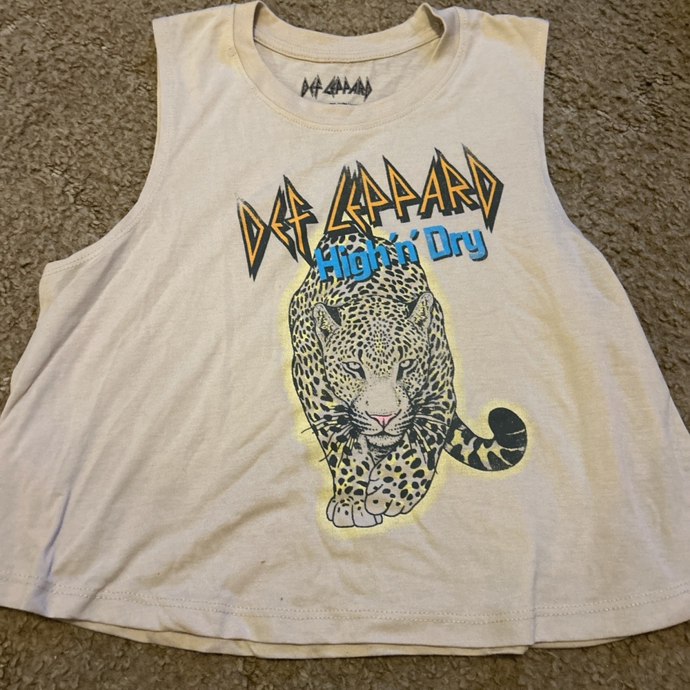 Cream and Blue Graphic Tank Top